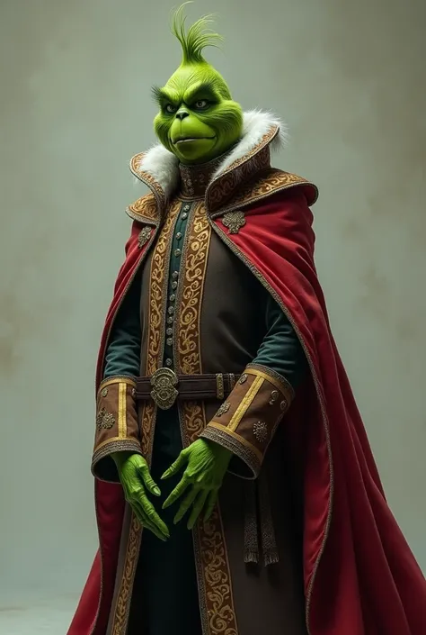 An image of Grinch wearing sad clothes only royal