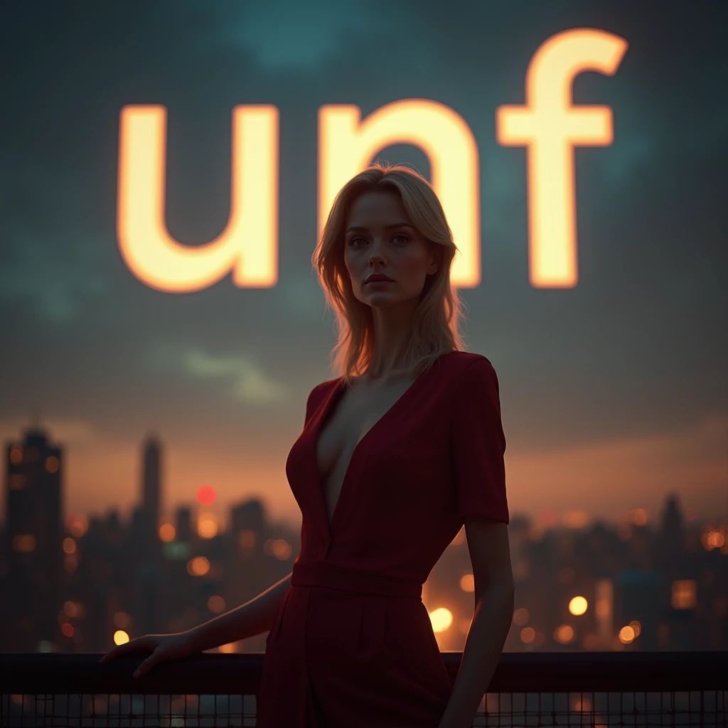 Mrs Smith beautiful and classy. Beam lights in the sky saying “UNF”
High Resolution, Cinematic, Realism, Backlighting, 