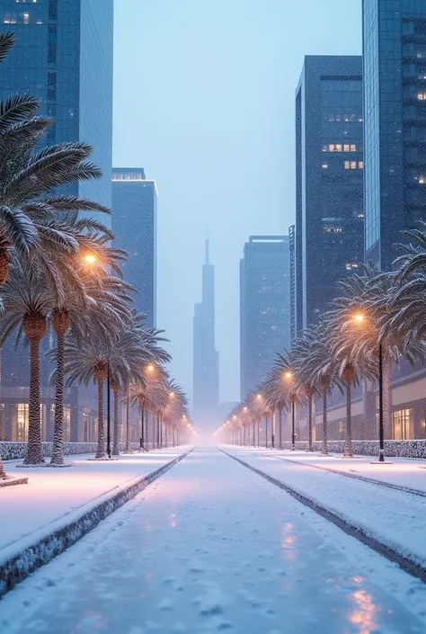 lusail city in doha with  full of snow fall 