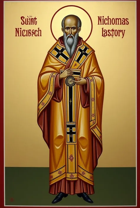  Icon of Nicholas the Wonderworker without a crown and a golden robe 
