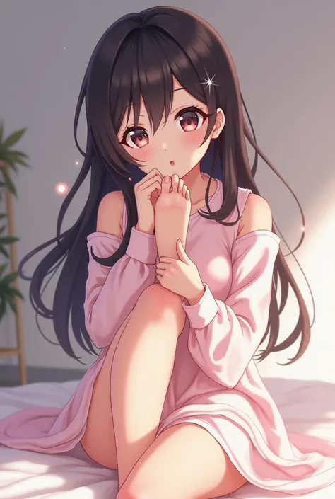 Anime girl showing foot