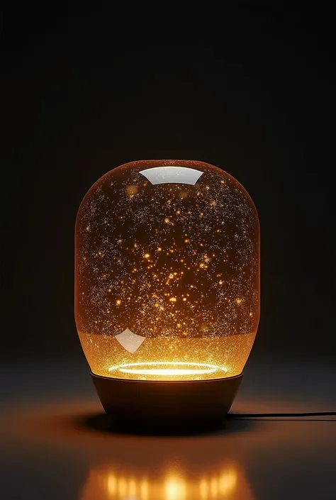 A genius of the modern black LED lamp with golden sparkles through your body