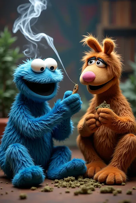 cookie monster and alf smoking weed 