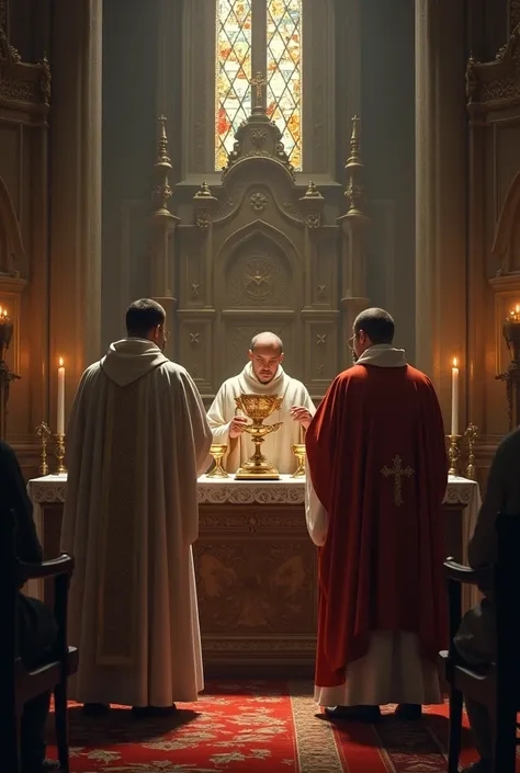 Priest consecrating the Eucharist 