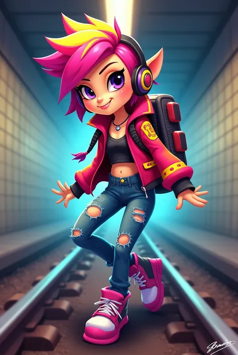 Create a female Subway Surfers style character