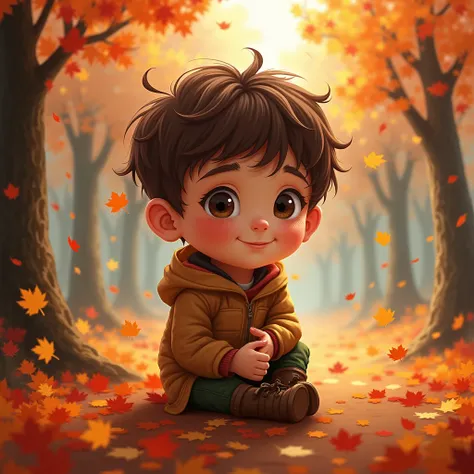 a boy 1 , 56 with an autumn background