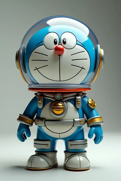  with a doraemon astronaut cosplay art toy sofubi style 3d style
