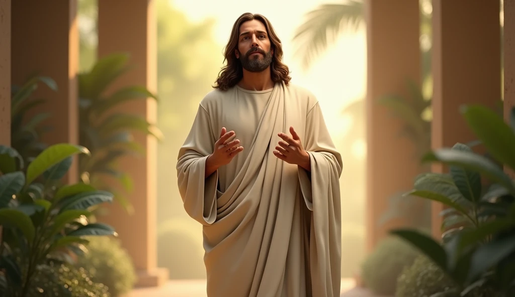 Create a realistic image of Jesus standing 