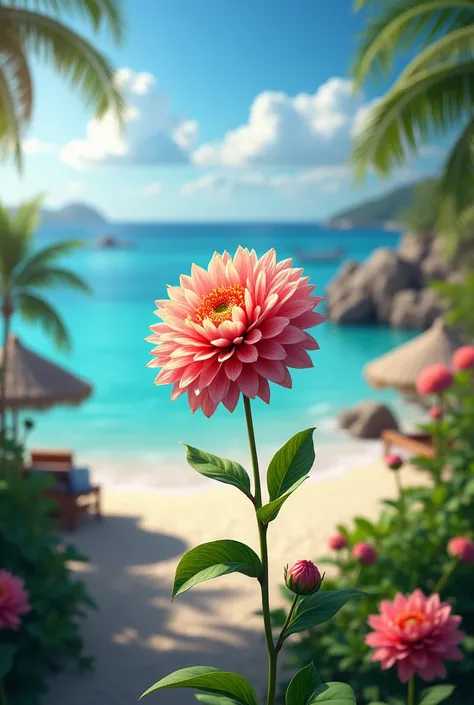 Seaside　Single flower dahlia　Resort　Realistic Flowers