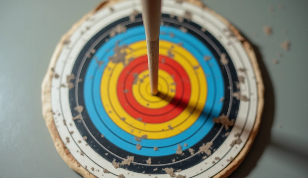 Image of an arrow stuck in the center of a target