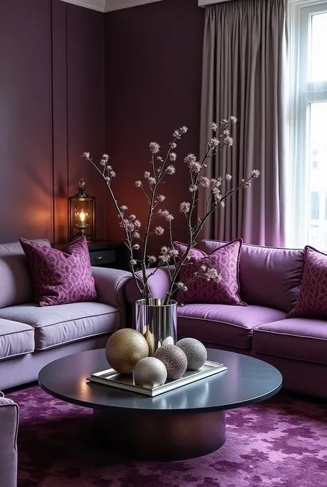 Use plum purple in pillows and throws, and silver for table settings and ornaments. Incorporate metallic accents in modern decor pieces to complete the look.
Christmas living