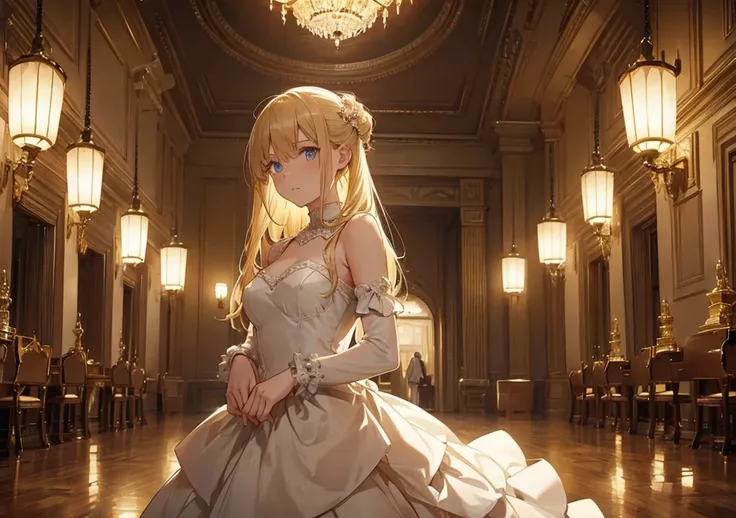 The blonde-haired girl stands in a grand ballroom, her dress shimmering under the chandeliers, watching Sherlock Holmes closely as he investigates a hidden clue left behind by the murderer. Her eyes hold a secret, and as Holmes draws near, she must decide ...