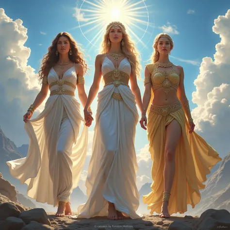  detailed pictures。Original photo。 Realistic Pictures。Three beautiful goddesses 。Noble Hera 、 Bewitching Aphrodite、 Noble Athena 。