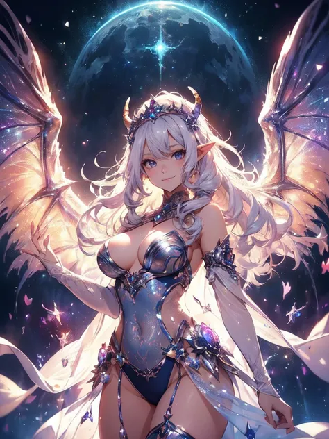 最高quality、1 female elf、 Strongest Succubus 、　Intense movement、 Welcome with Open Hands 、Welcome ！、Flashy Effects、Like in the anime、 action、whole body、 E.G: 最悪のquality ,  fractal art 　((smile、))((優しく見下すsmile　))SMqueen、 orgasm、、Large front、 beautiful sparkle...