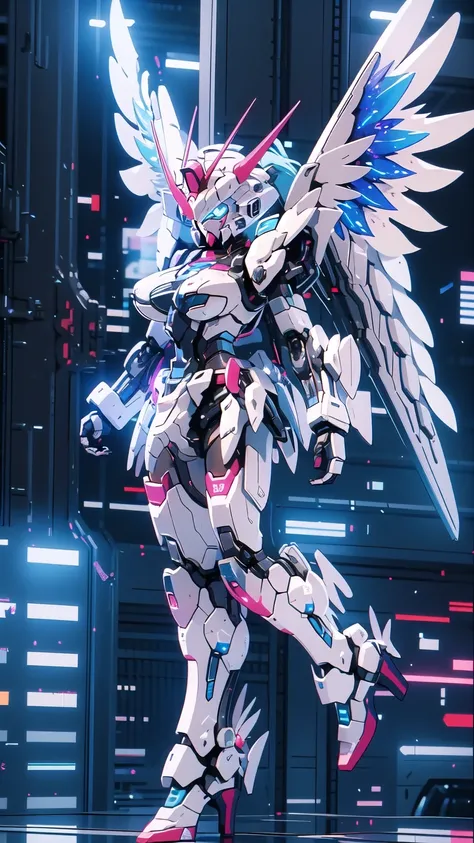 masterpiece penis , Hatsune Miku VOCALOID, ((Mecha Girl)),   twin tails,  Light Blue Eyes, Light blue hair, ((Im wearing Gundam armor )),  Bodysuit ,  high heels, ((  Angel Wings  )), (Mecha Girl), (( cyberpunk )),   ultimate physical beauty,  beautiful ey...