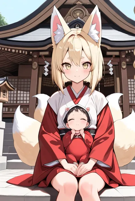 (   high definition  ，  top quality，8ｋ， masterpiece :1.2),   Gratitude ，beautiful，  Baby kitsune， Details，cute，Inari Shrine，Professional photography，