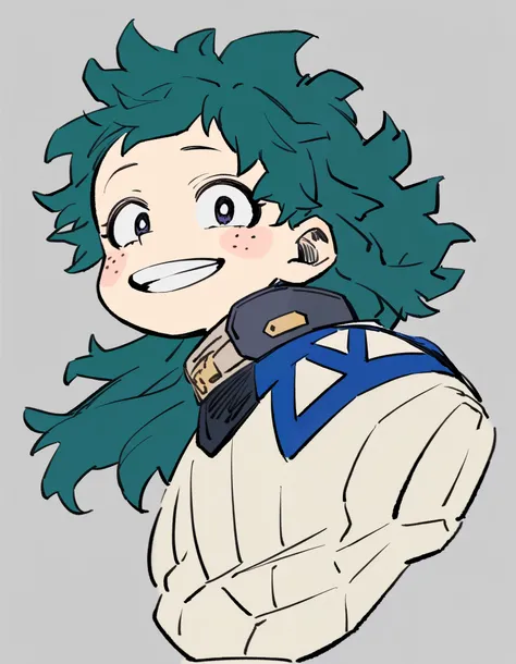 One girl, female focus, Midoriya Izuku daughter, boku no hero academia, masterpiece, highest quality, so beautiful, long hair, full body, reference sheet