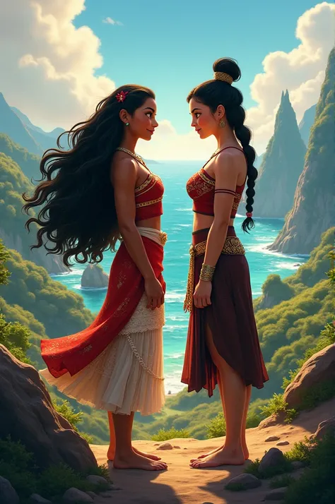 An image of Moana and Mulan together 
