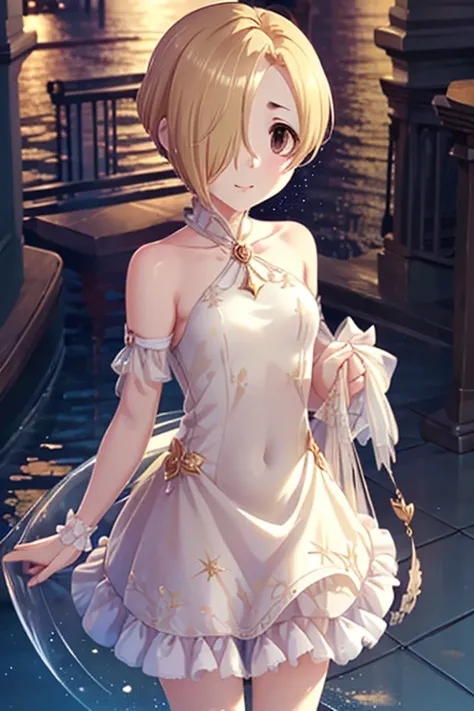 , (  Sparkling Eyes  , fine grain)、smile、 ultra-detailed eyes sandwiched between columns、 very detailed顔,  very detailed目,
( one girl, Alone, Alone),,  very detailed, Soft indirect lighting, 4K,  perfect eyes,  perfect lighting  , 
 Shes wearing an elegant...