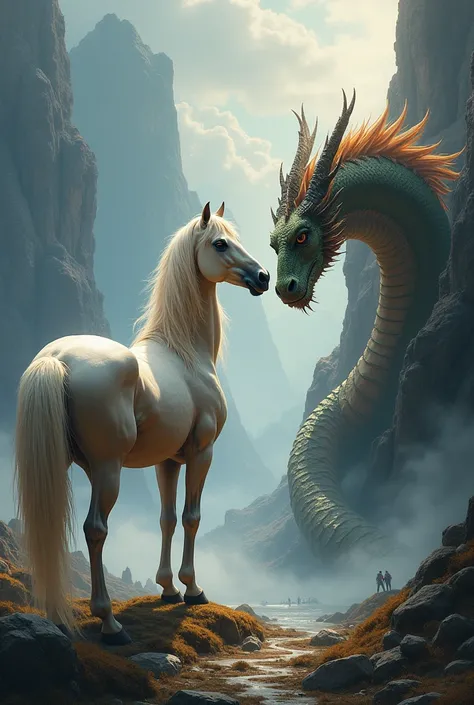  Horse and dragon looking at each other 