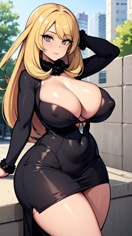 Cynthia has large breasts 