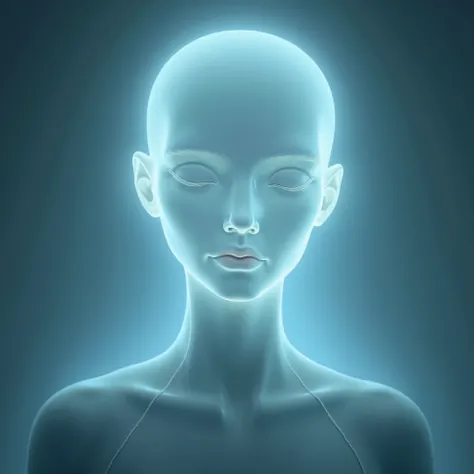 No visible eyes or facial features, just a blank glowing visage. No adult content, detailed, for TikTok profile picture 