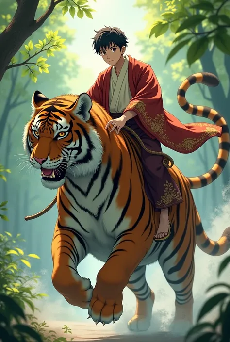 A short-haired man in a kimono is riding a tiger
Best Quality 8k Artwork, Very Detailed Anime Style