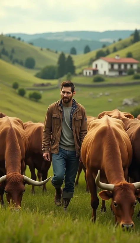 Messi is going to graze the cows