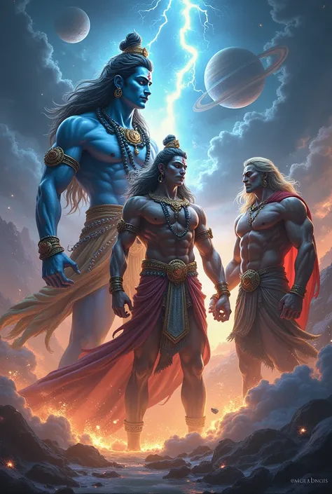  lord shiva and Hanuman and thor