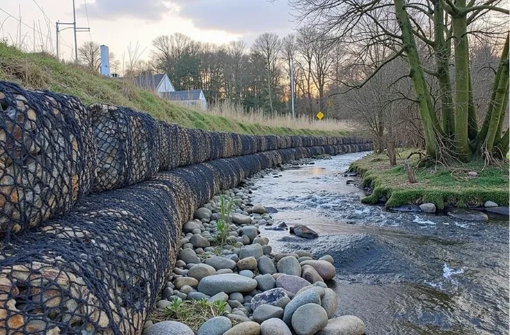 HIgh quality image of a durable, eco-friendly net bag made entirely from high-strength coir yarn, inspired by the functionality and design of high-performance erosion control nets. The bag should showcase a natural, brown color palette and a texture remini...