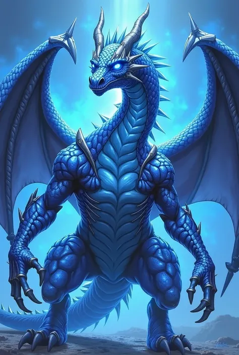 
painting of a dragon with a blue background, blue eyes white dragon, yugioh style, yugioh card, yugioh artwork, slifer the sky dragon, yugioh, blue djinn, yugioh art style, blue dragon, cyborg dragon portrait, blue scaled dragon, crystal dragon, frost dra...