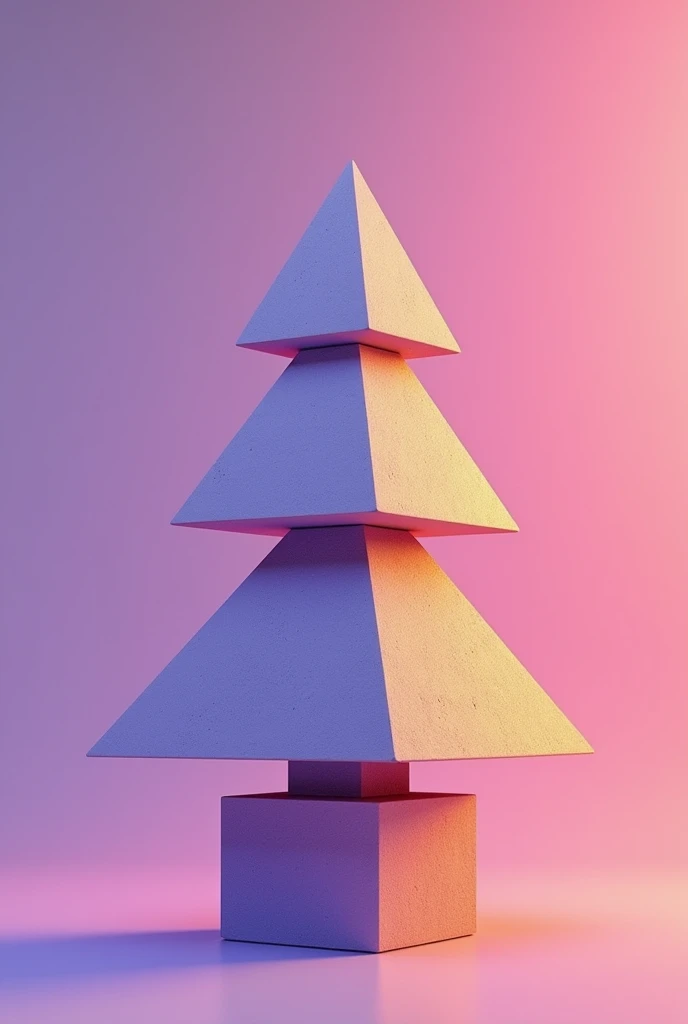 The image is a 3D rendering of a Christmas tree made of concrete blocks. The tree is in the shape of a square with a pointed top and a flat base. The blocks are arranged in a vertical line, with the top block being the largest and the bottom two being the ...