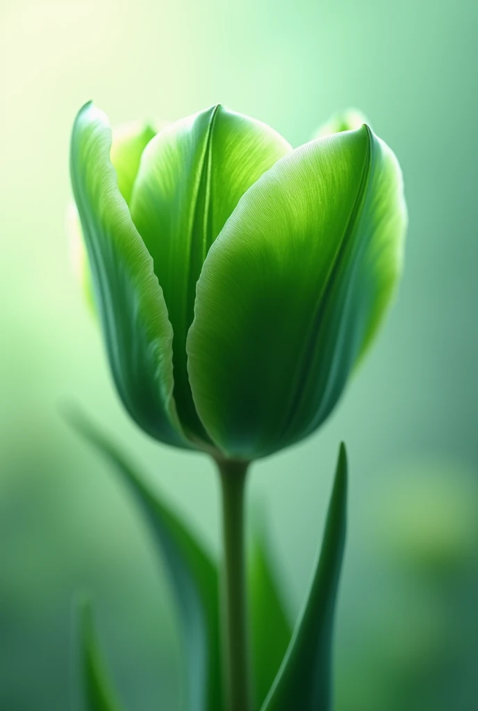 Green tulip and green petals 