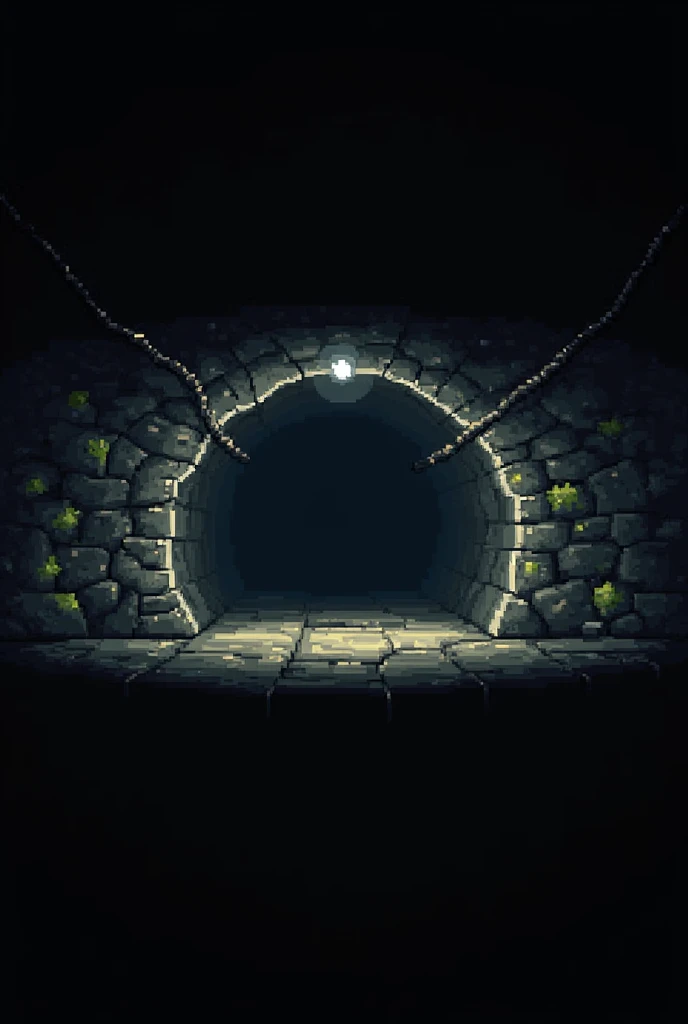 pixelart side view, horizontal lateral view 2d inside tunnel