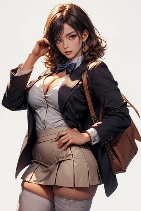 (cowboy shot: 1.5), (white background, simple background: 1.5), (masterpiece:1.5), (big breasts: 1.5), (1 girl: 1.5), young woman, (Beautiful Girl:1.5), (extremely detailed and delicate anime face and eyes:1.5), whole body, (natural light, HDR, extremely d...