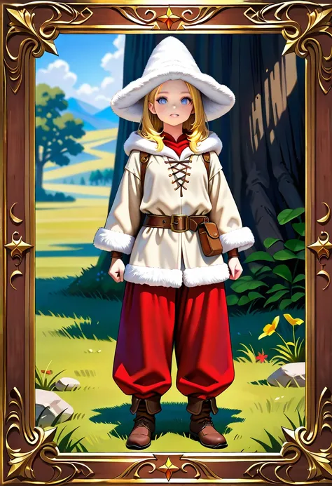 Young woman with yellow hair in fluffy clothes and a fluffy hat, Fantasy Characters art, Amazing character art, Magnificent Fantasy Characters Art, HD fantasy art, Epic and detailed character art, Realistic fantasy artwork, Fantasy Woman, Epic fantasy art ...