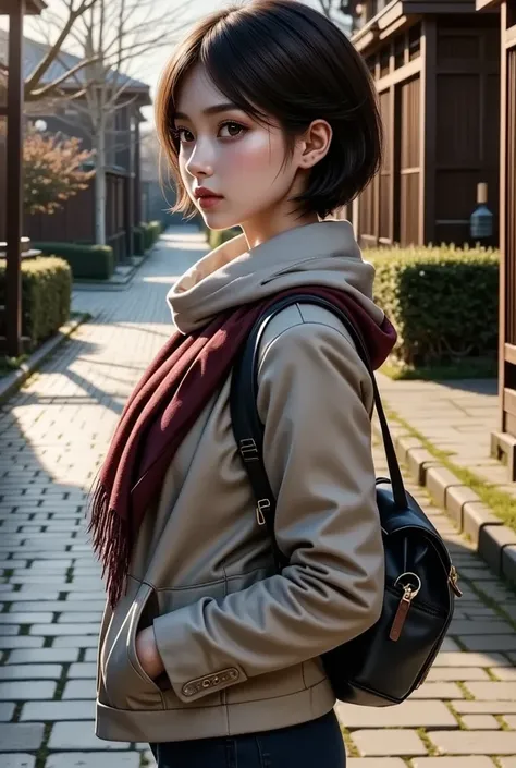 woman、静かなwinterの Scenery、 detailed face 、 Beautiful Detailed Eyes 、 detailed lips from home、 long eyelashes、Schoolのセーラー制服、Best、 muffler 、Walking pose、 Cinematic Lights 、Soft colors、 Subdued Colors 、( top quality、4K、8k、 high definition 、masterpiece:1.2)、 su...