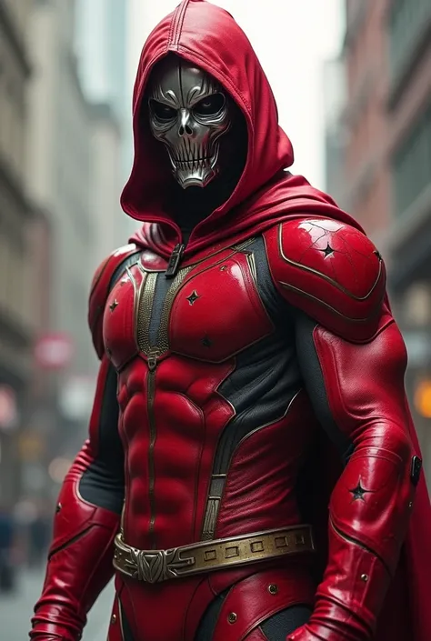 Cicakman with red custume with metal mask in poster movie avengers 