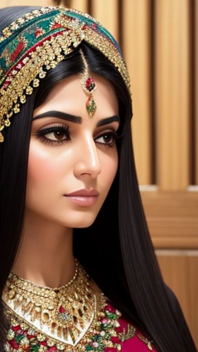 A Persian woman focusing on her face 