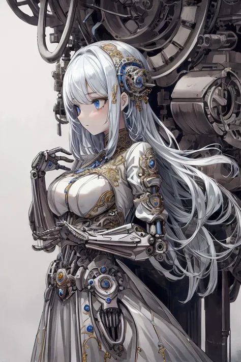 Beautiful girl with mechanical arms