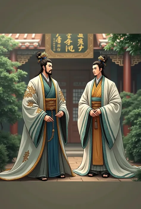 Anime character, 2 man, traditional Chinese, nobility and royal physician 