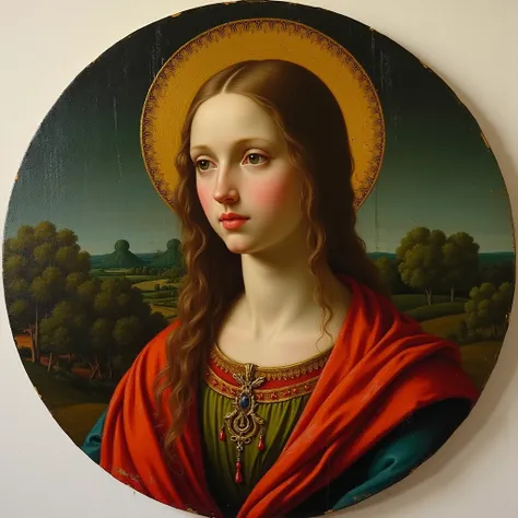 "Young Virgin Mary, oil painting painted by High Renaissance artist Raphael Santi between 1513 and 1514. The young beautiful Virgin Mary with a reverent expression are depicted in a circle called a tondo. Board painting. Oil painting. It depicts the Virgin...