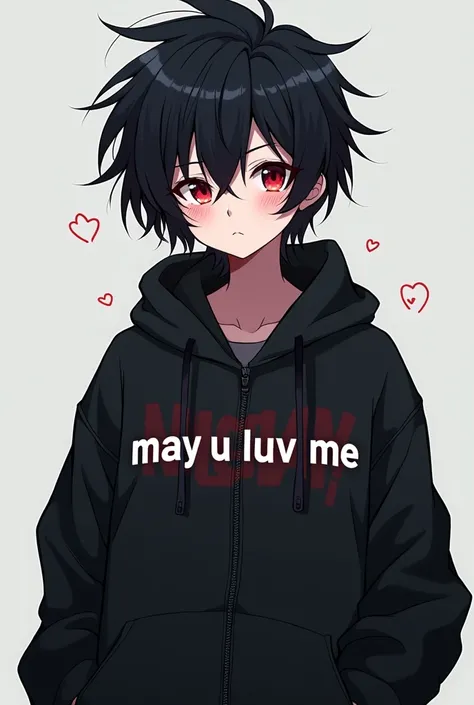   anime style,dark haired gamer girl, I want a gamer girl with very short hair , Boyish Girl, In a black jacket、MAY U LUV ME is in the center of the bra? is written  
