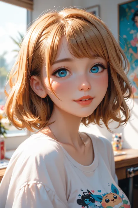 Cute  Melanie Martinez as a very cute anime character, Cartoon Character, Unreal Engine Warm Interior Lighting Art Station Detailed Digital Painting Character Design Mark Ryden Pixar Hayao Miyazaki Unreal 5 Dazz Hyper Real - Octane Neon Rendering