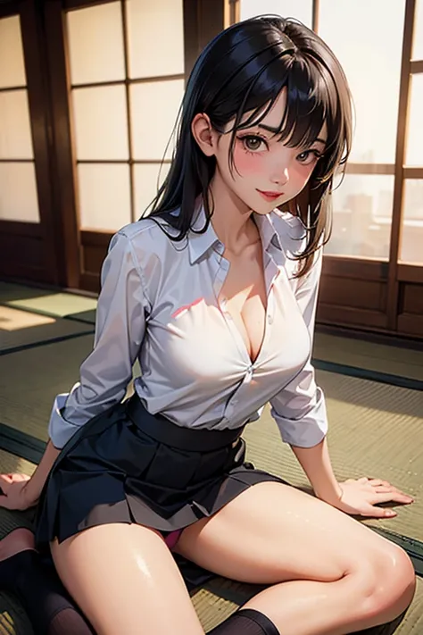 (( top quality)), ((  masterpieces during breakfast )), (  Details), perfect anatomy ,  1 28 year old Japanese girl, Side view of a girl,Turn your face to the audience to the audience,Big Breasts,Sexy office lady,White collared shirt,tight skirt with black...