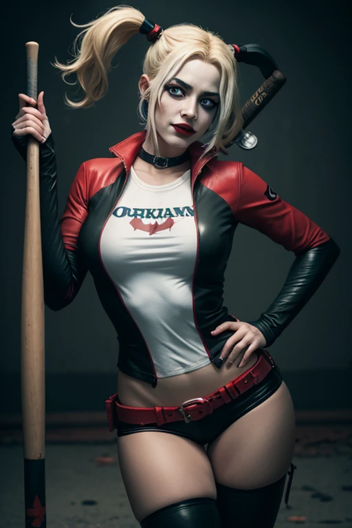 Hot harley Quinn from arkham asylum with a baseball bat