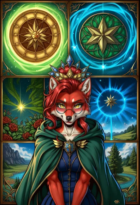 breathtaking (best quality, masterpiece, detailed, 8k)
RAW, realistic cinematic photo, Angelic female anthro furry fox, mage, detailed fur, red fur, narrow muzzle, sultry yellow eyes, slit pupil, red hair, Textured long bob, black nails, wearing ornate rob...