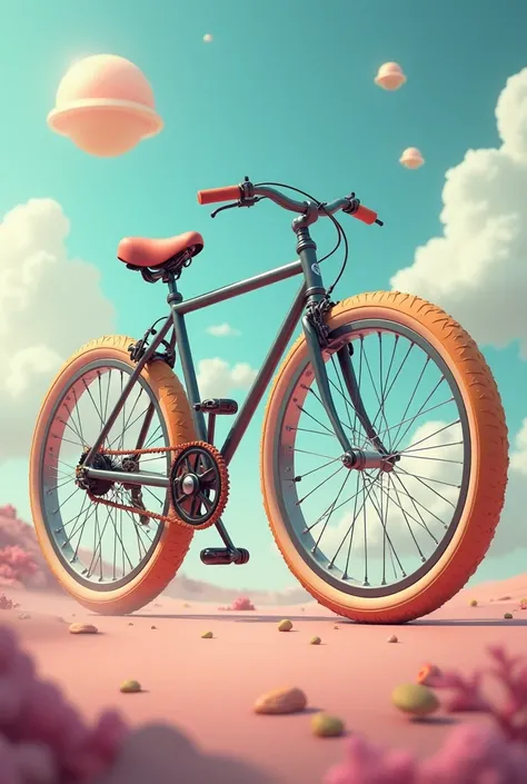 A bicycle with very large wheels