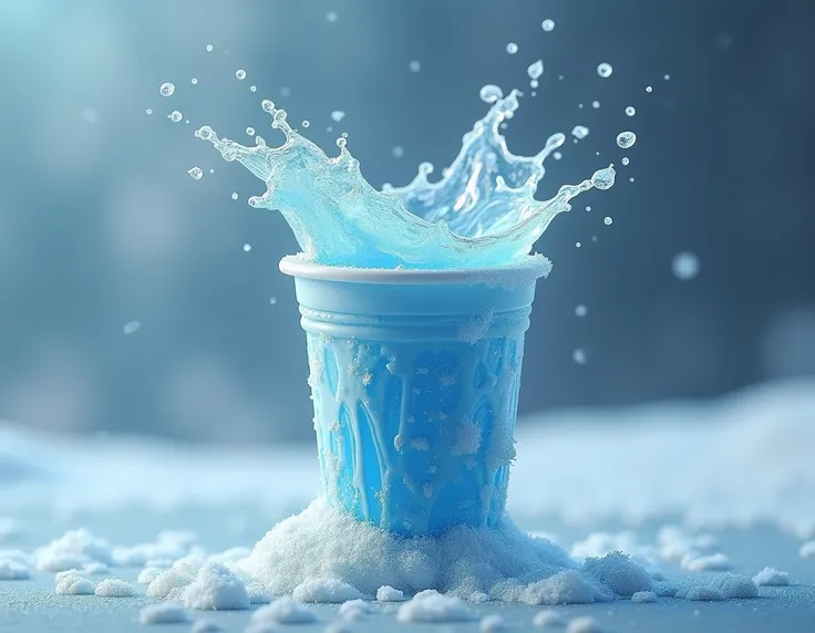 Frozen cup overflowing