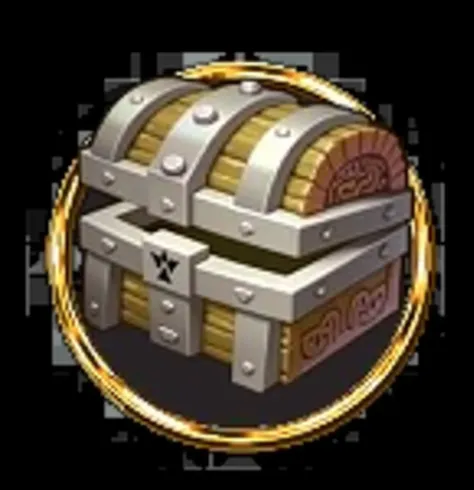 a close up of a chest and golden border, game icon feature, stylized game icon, chest background, prize chest, far open chest, chest, super detailed image, epic legends game icon, fantasy chest, icon from chest to game